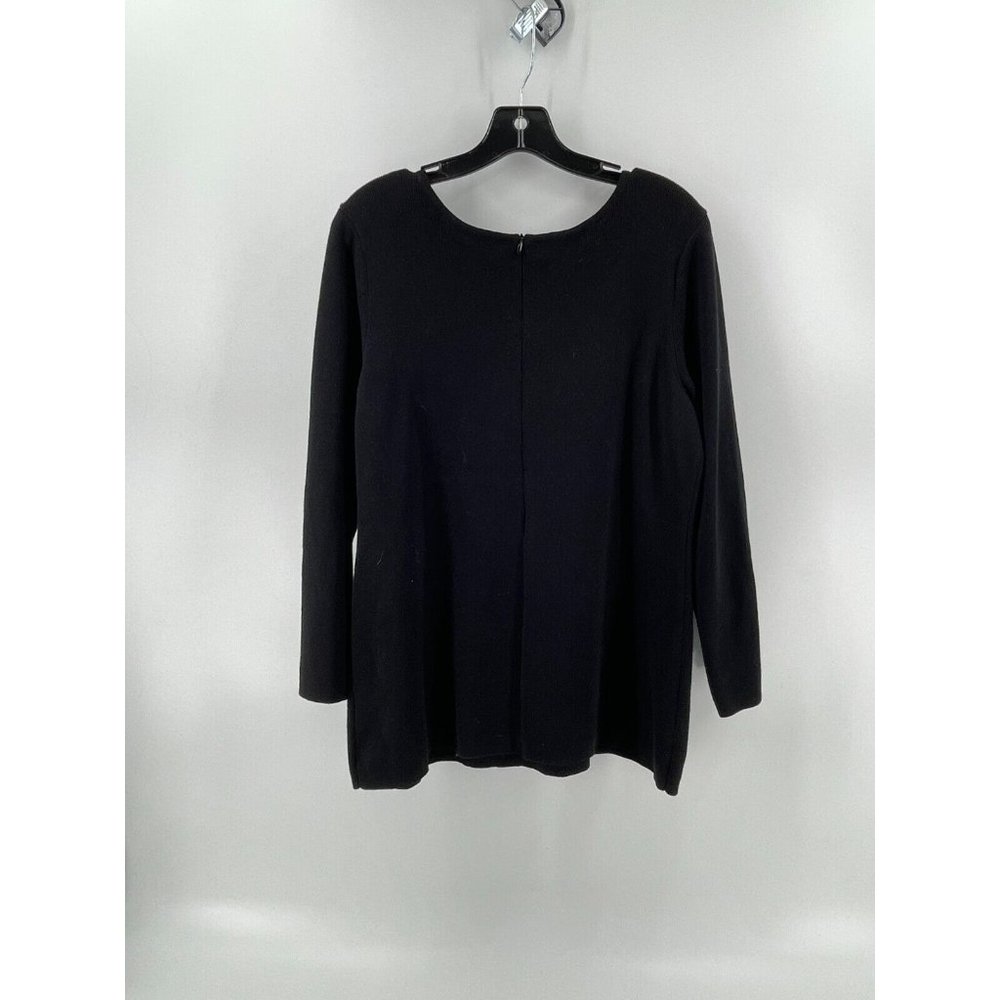 Nic + Zoe Women's Petite Black Long Sleeve Rhinestones Zip Knit Sweater Size PL - Picture 3 of 12